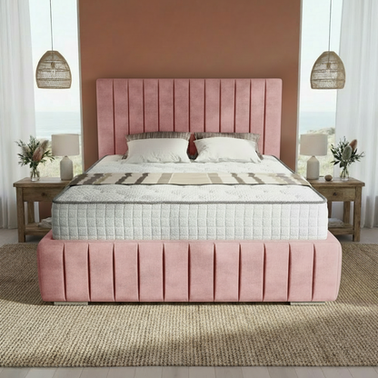 Venice Upholstered Ottoman Bed - Pink Coniston