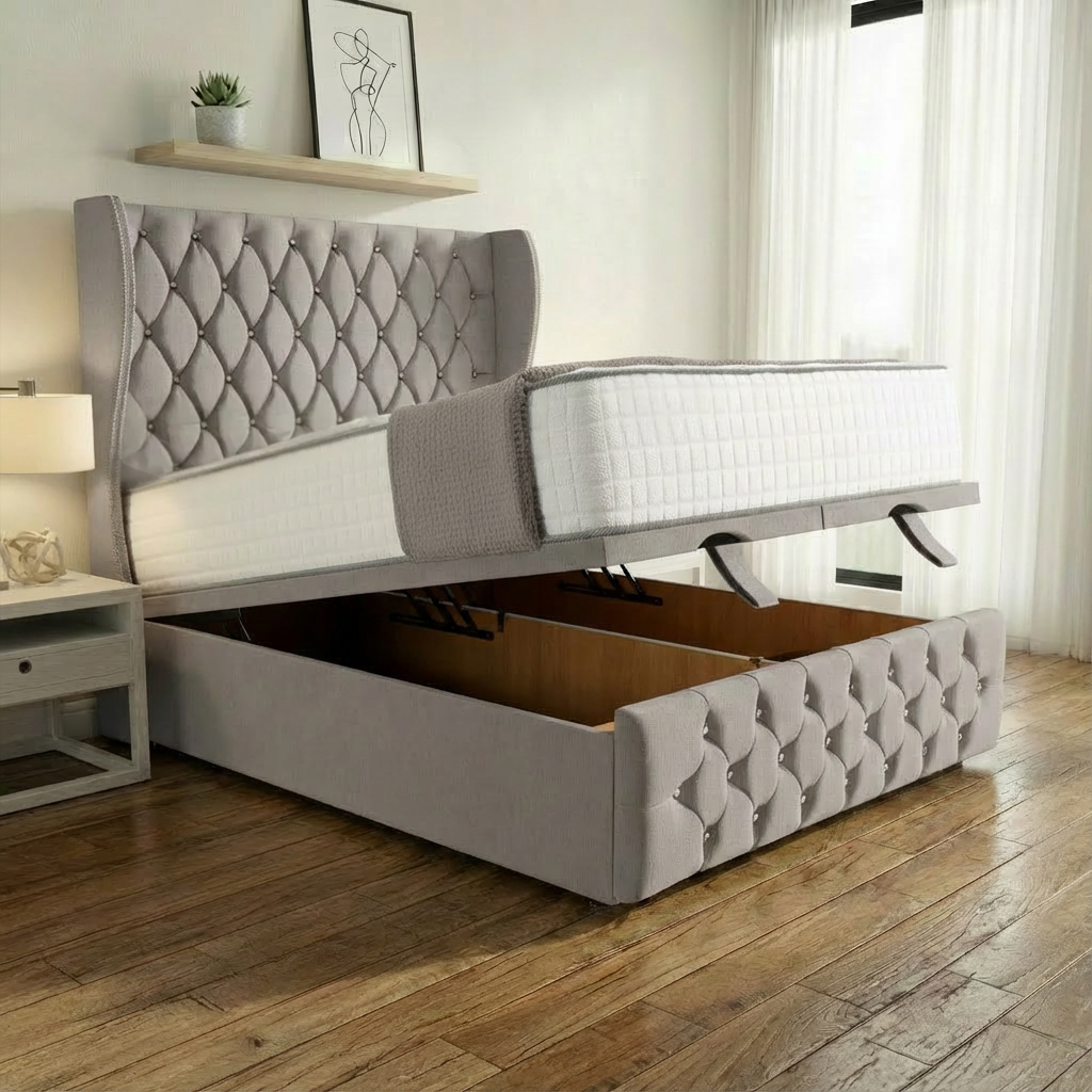 Lyon Ottoman Divan Bed - Seal Grey Naples