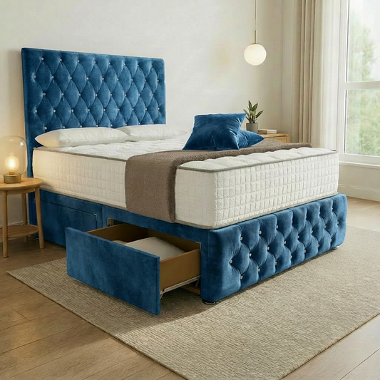 Moscow Divan Bed Blue Coniston