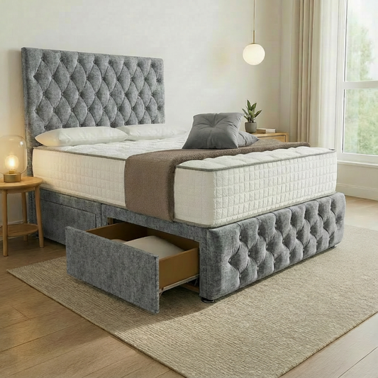 Moscow Divan Bed Charcoal Chenille