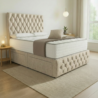 Moscow Divan Bed Cream Chenille