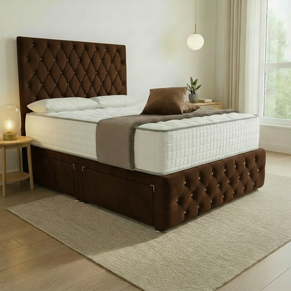Moscow Divan Bed Mocca Plush velvet