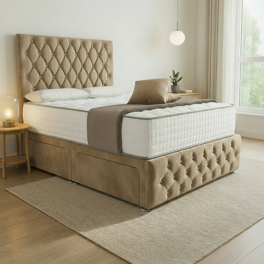 Moscow Divan Bed Side ANGLE - Mink Coniston