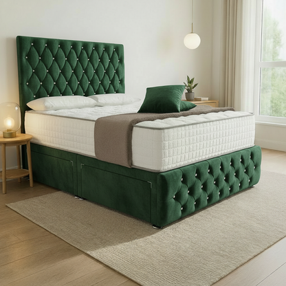 Moscow Divan Bed Side Angle - Emerald Coniston