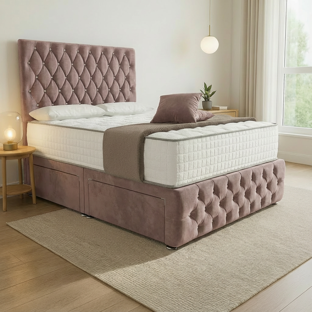 Kiev Divan Bed - Mauve Naples