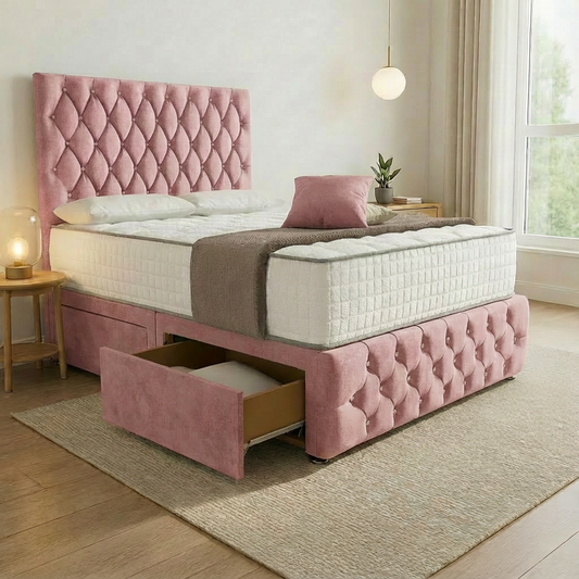 Moscow Divan Bed Side Angle Pink Coniston