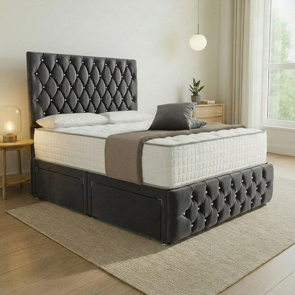 Moscow Divan Bed Steel Plush Velvet