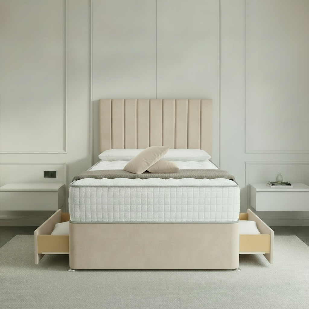 Budapest Divan Bed - Cream Plush Velvet