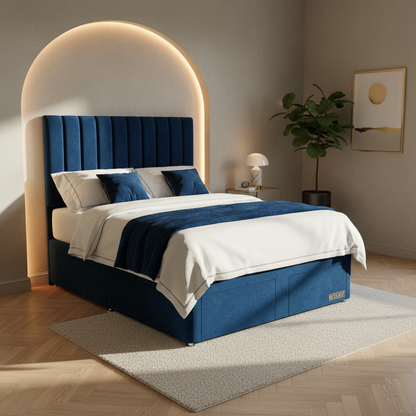 Prague Divan Bed – Midnight Blue Plush Velvet