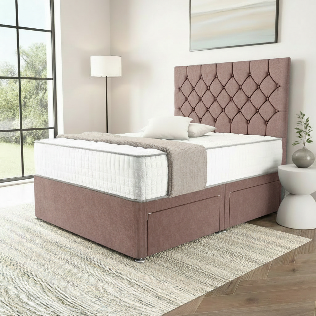 Granada Chesterfield Divan Bed - Mauve Naples