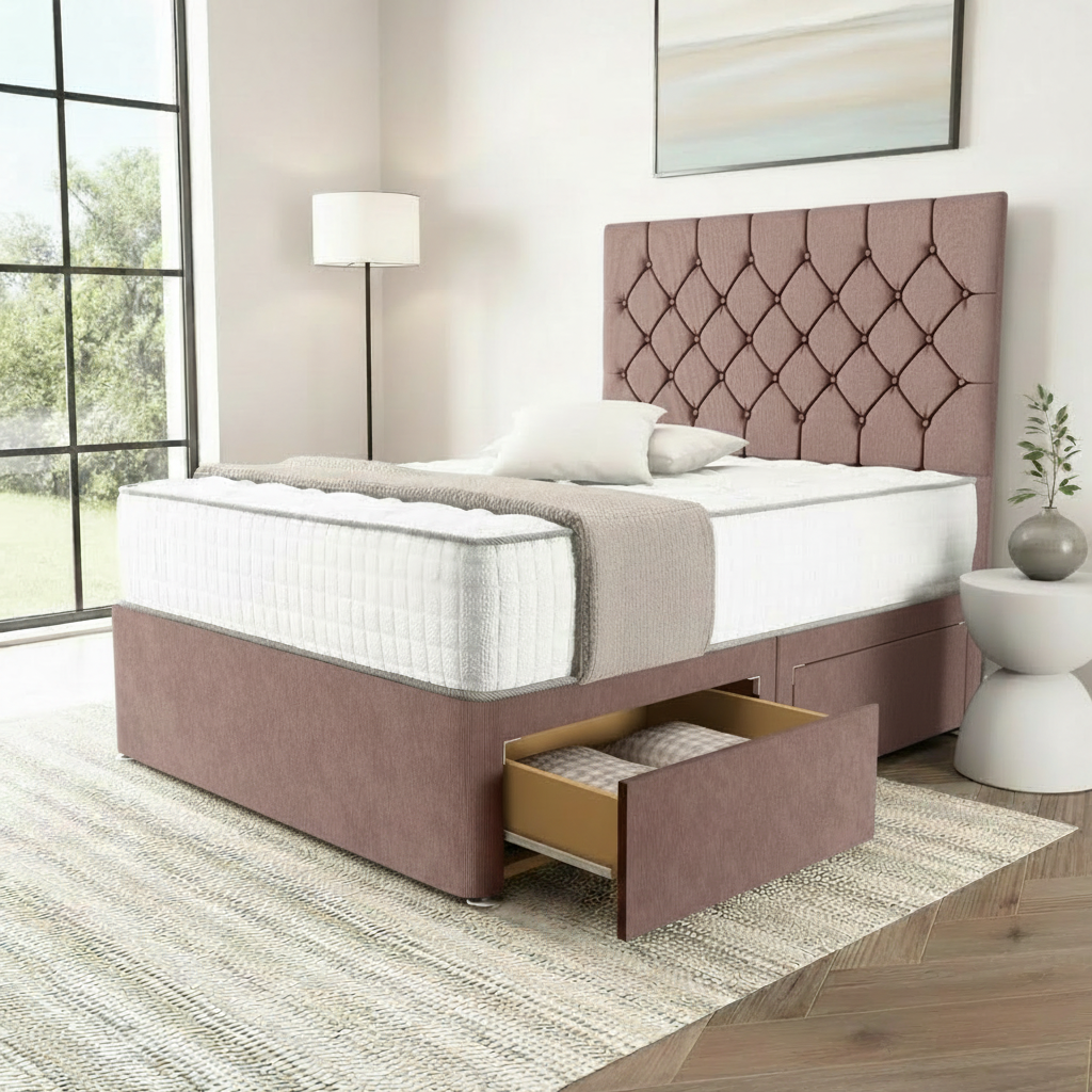 Granada Chesterfield Divan Bed - Mauve Naples