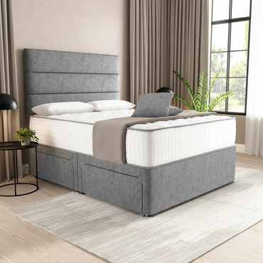 Florence Divan Bed - Silver Chenille
