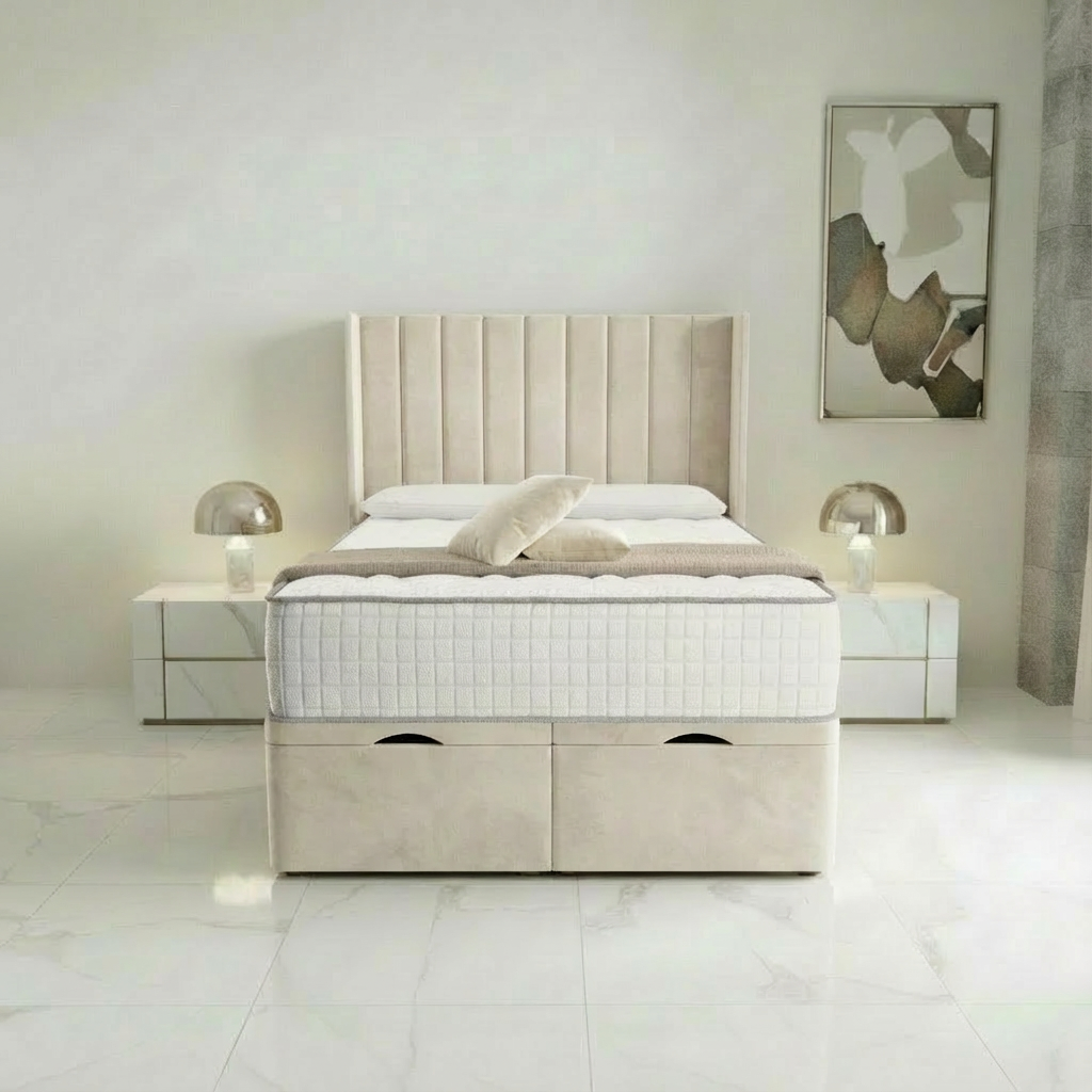 Vienna Ottoman Divan Bed - Cream Plush Velvet