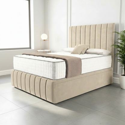 Sydney Ottoman Divan Bed - Cream Plush Velvet