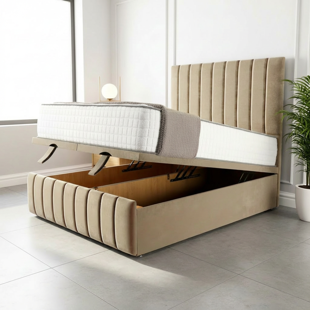 Sydney Ottoman Divan Bed - Mink Plush Velvet