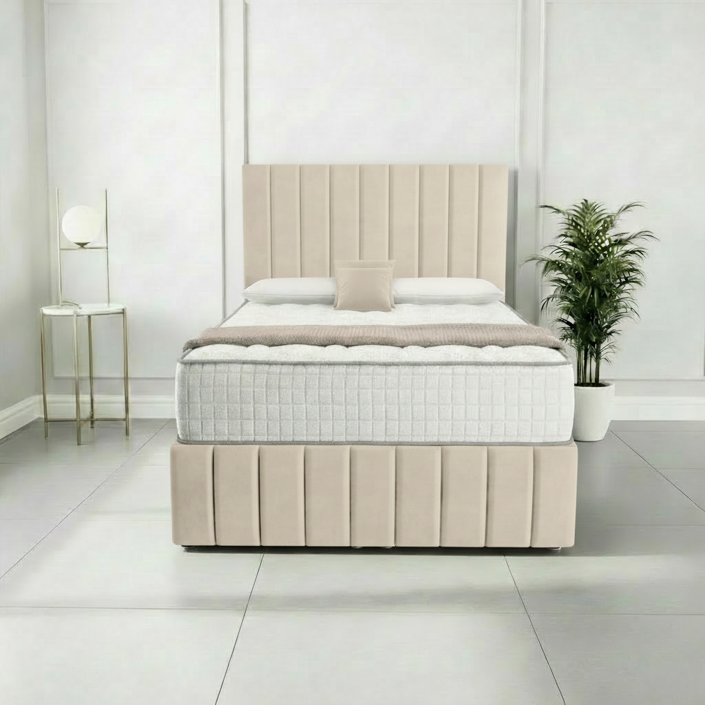 Sydney Ottoman Divan Bed Cream Plush Velvet