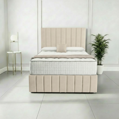 Sydney Ottoman Divan Bed Cream Plush Velvet