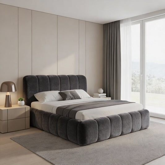 The new premium teddy boucle fur 2025 Bedframe Steel Plush Velvet