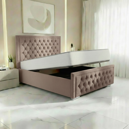 Barcelona Upholstered Ottoman Bed - Mauve Naples