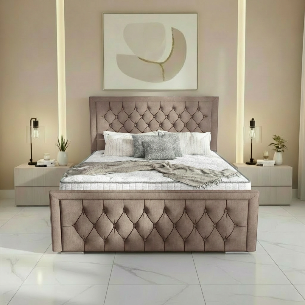 Barcelona Upholstered Ottoman Bed - Mauve Naples