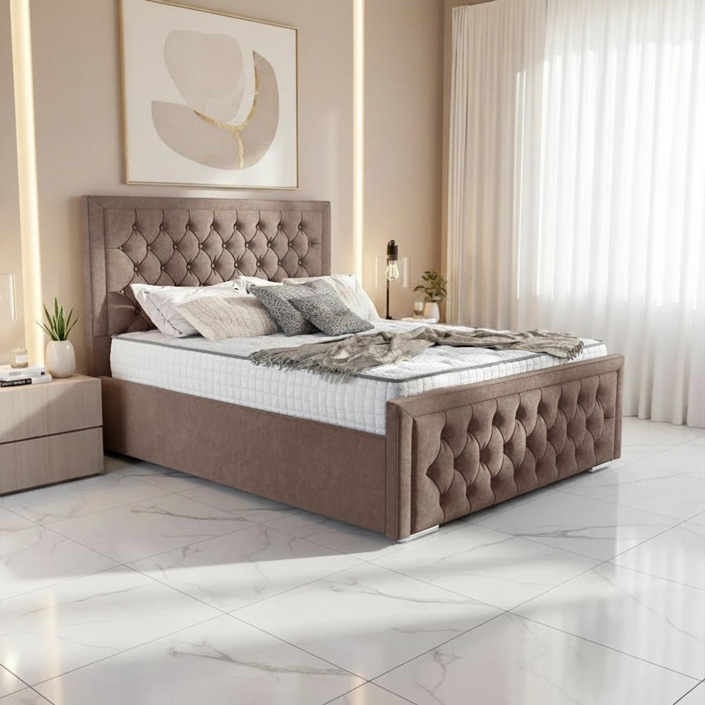 Barcelona Upholstered Ottoman Bed – Mauve Naples