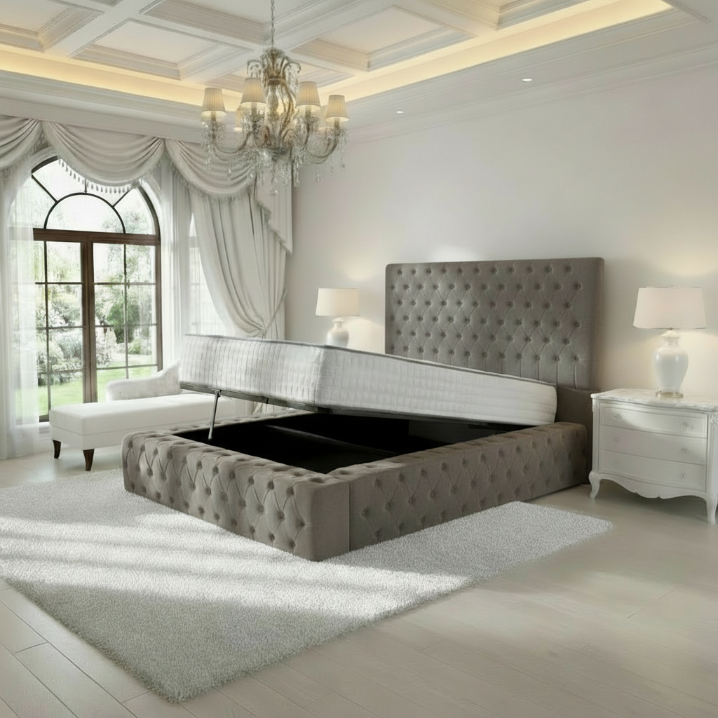 Diplomat Upholstered Ottoman Bed - Slate Grey Naples
