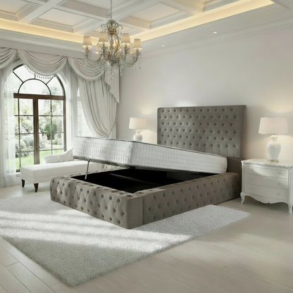 Diplomat Upholstered Ottoman Bed - Slate Grey Naples