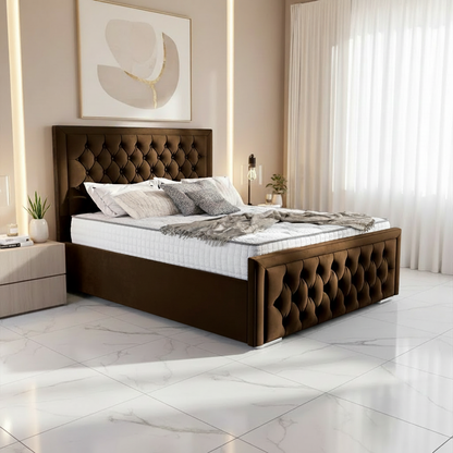 Barcelona Upholstered Ottoman Bed - Mocca Plush Velvet
