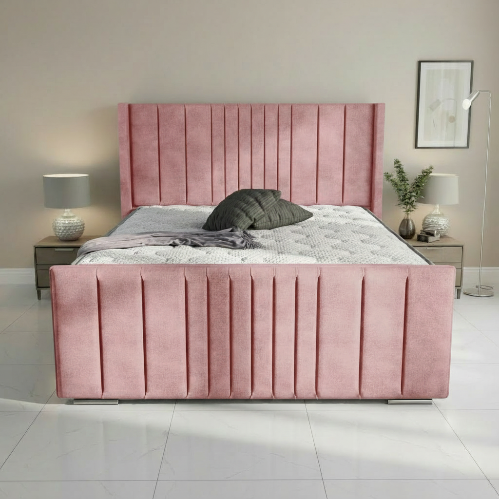 Oxford Upholstered Ottoman Bed - Pink Coniston