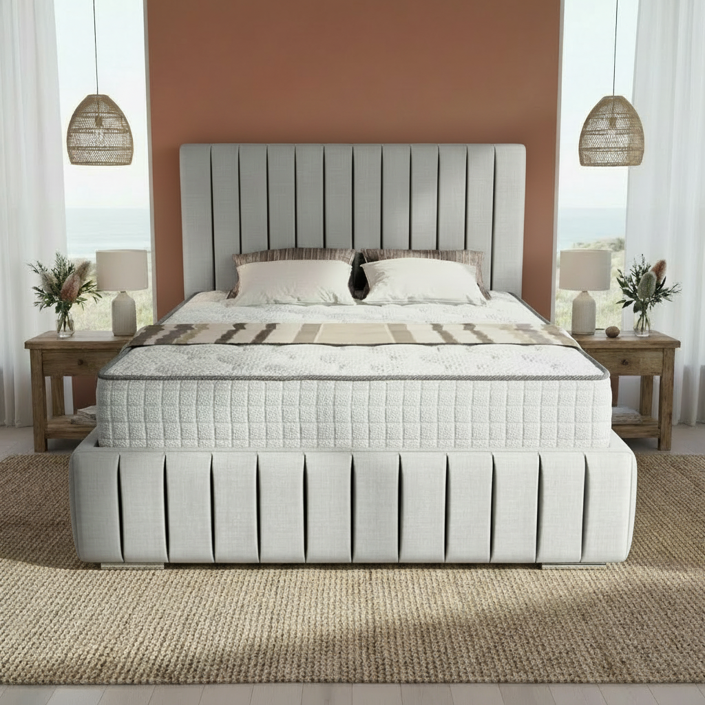 Venice Upholstered Ottoman Bed - Silver Linoso