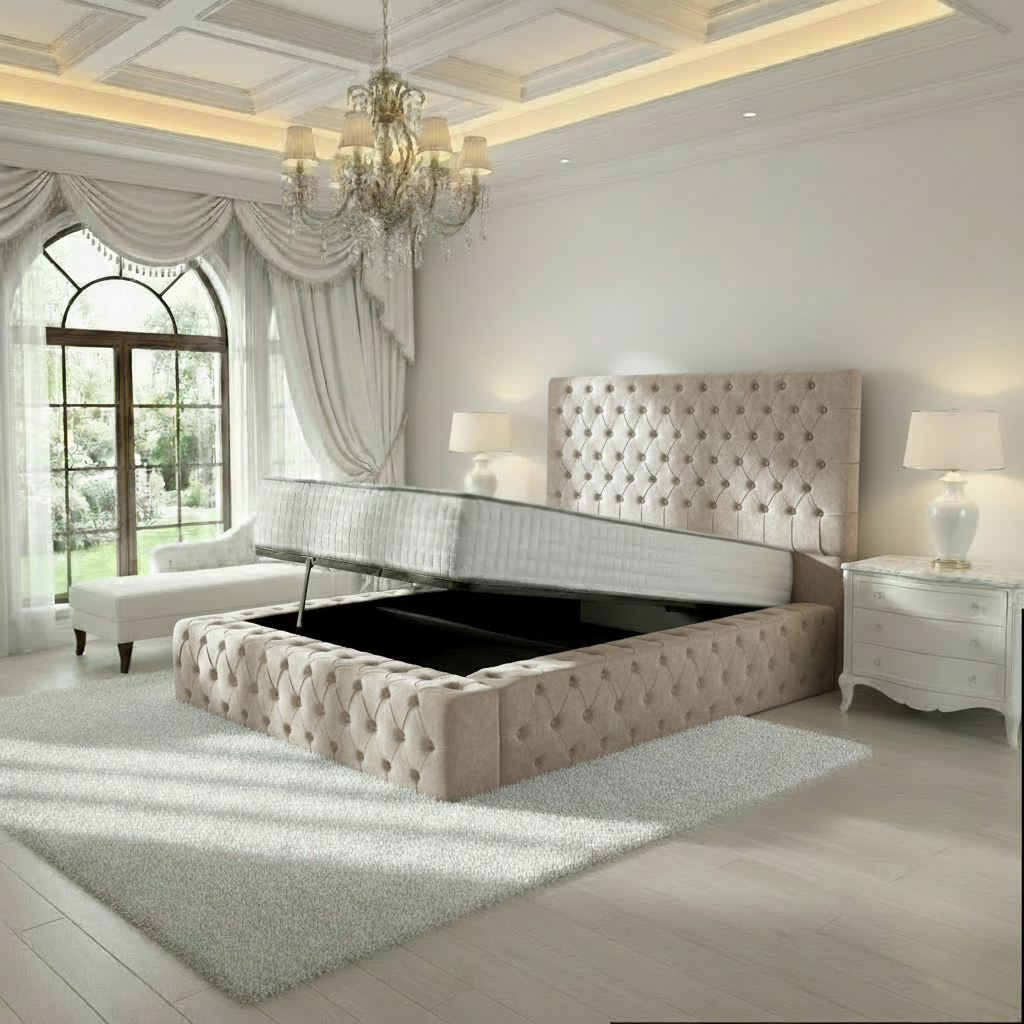 Diplomat Upholstered Ottoman Bed - Seal Grey Naples
