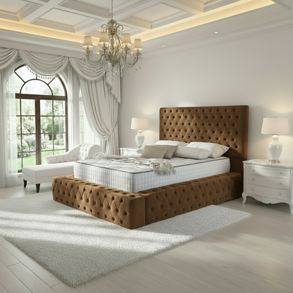 Diplomat Upholstered Ottoman Bed - Mocca Plush Velvet