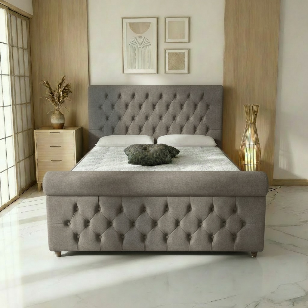 Perth Upholstered Ottoman Bed - Slate Grey Naples