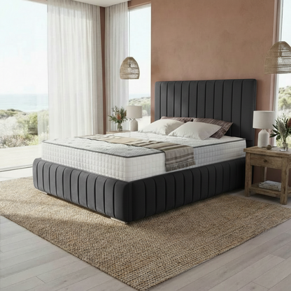 Venice Upholstered Ottoman Bed - Steel Plush Velvet
