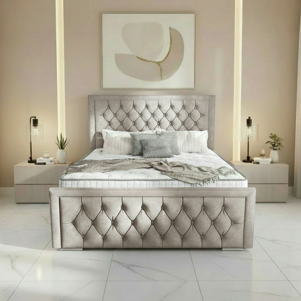 Barcelona Upholstered Ottoman Bed - Seal Grey Naples
