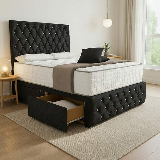 Kiev Divan Bed - Black Plus Velvet