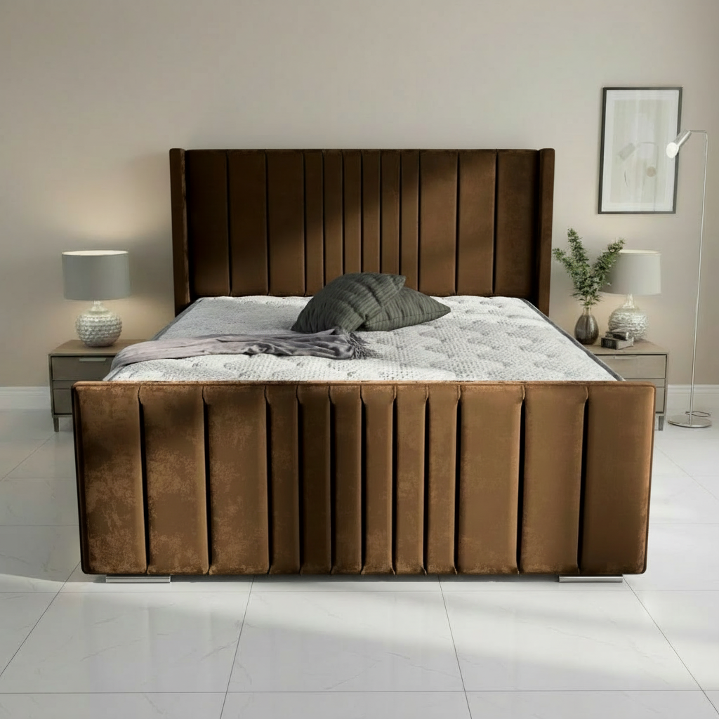 Oxford Upholstered Ottoman Bed - Mocca Plush Velvet