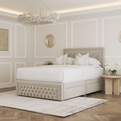The Kensington Chesterfield Divan Bed – Cream Naples