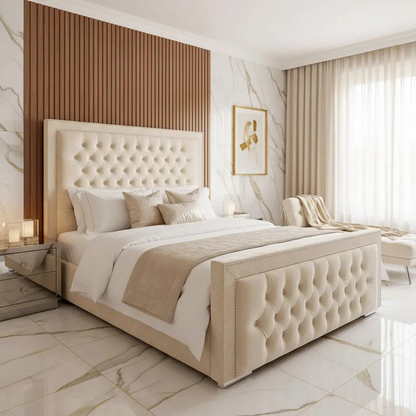 The Kensington Chesterfield Divan Bed – Cream Naples