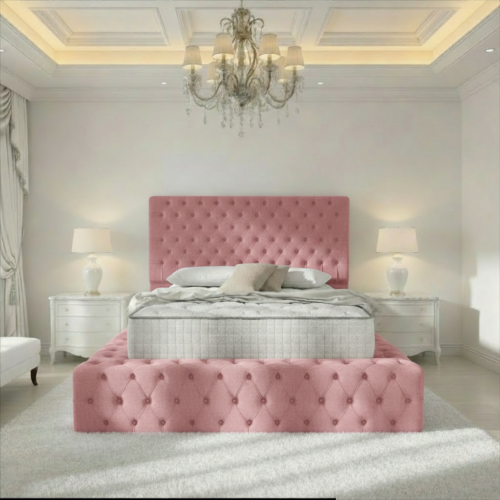 Diplomat Upholstered Ottoman Bed - Pink Coniston