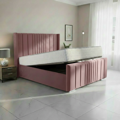 Oxford Upholstered Ottoman Bed - Pink Plush