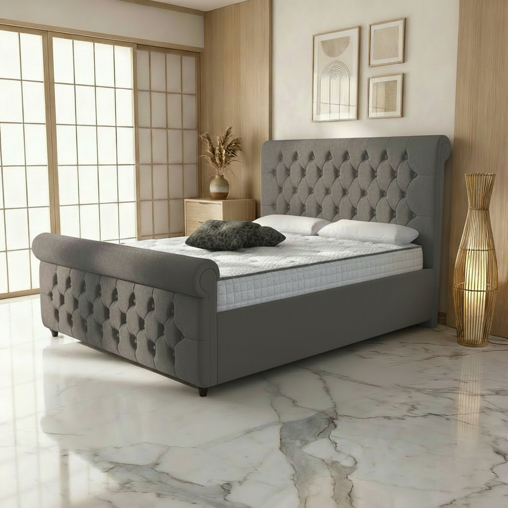 Perth Upholstered Ottoman Bed - Slate Grey Naples