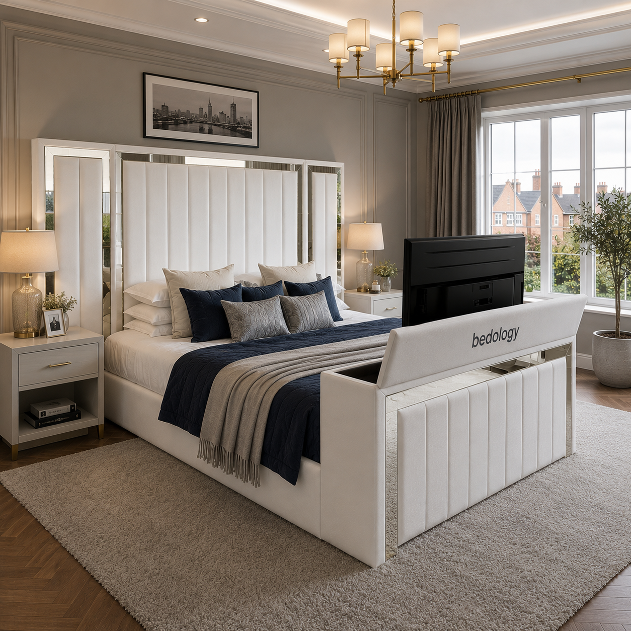 Panel Mirror TV Bed