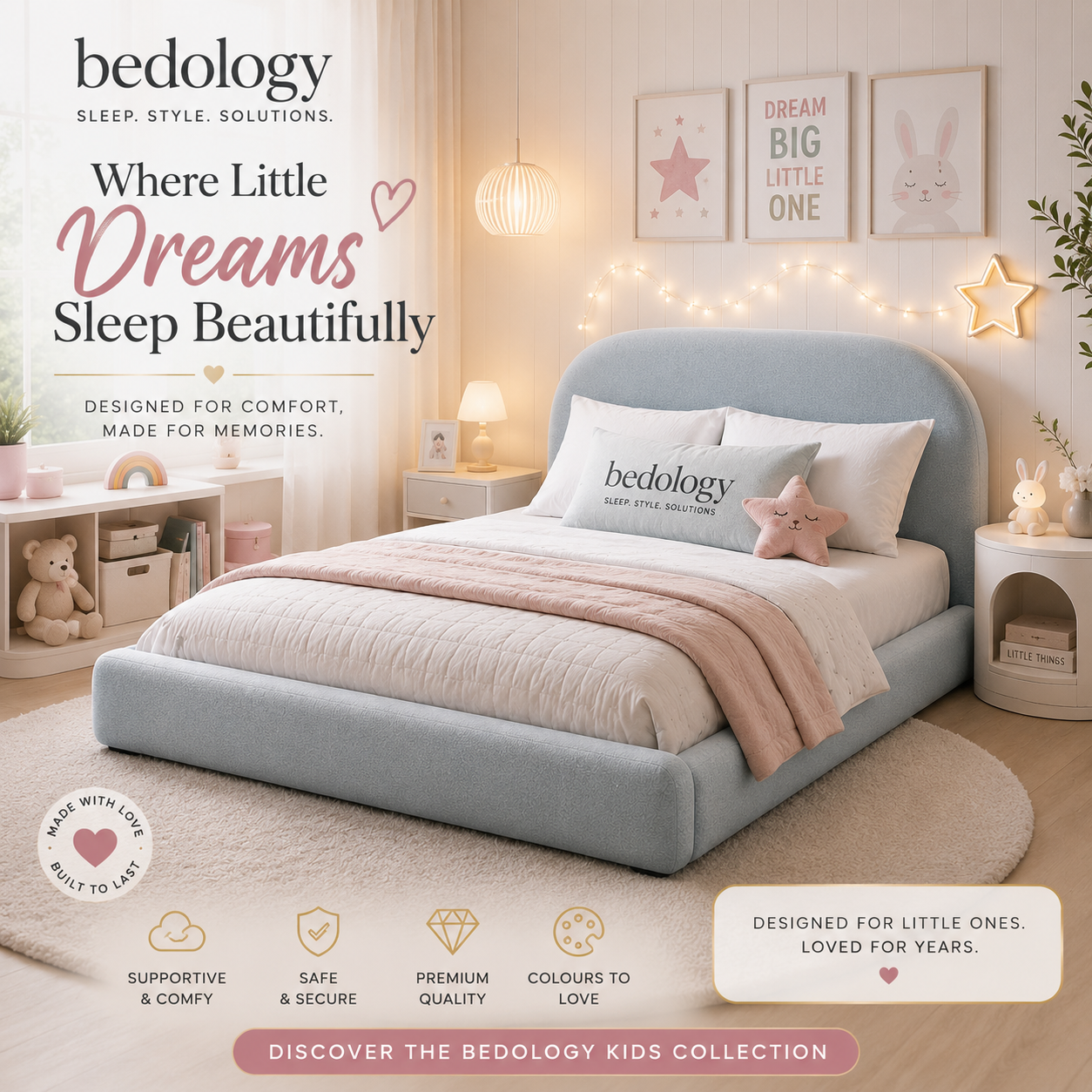 Rosy Cloud Kid Bed